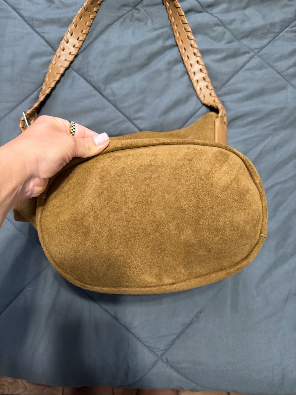 Suede Shoulder Hobo Bag in Caramel Brown - Picture 2 of 4